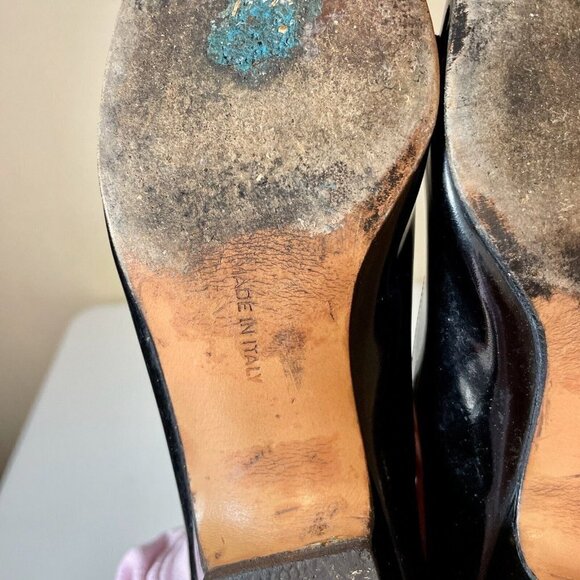 Salvatore Ferragamo Varina Ballet Flats Womens 4.5 B Blac Patent Leather Bow - Picture 6 of 10